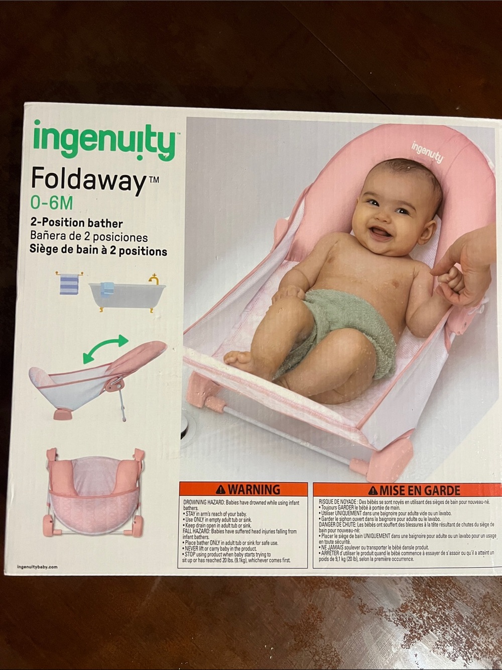 ingenuity Foldaway 0-6M Baby Bather - Pink